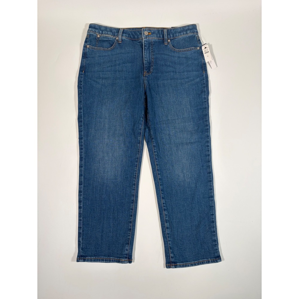 Talbots Straight Leg Crop Jeans Womens 12 Blue Denim Minimalist Old Money New - Picture 2 of 7